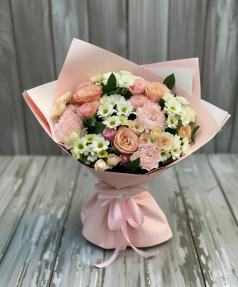 Букет цветов из: Гвоздики, Розы и Хризантемы в Воскресенское Тульская область