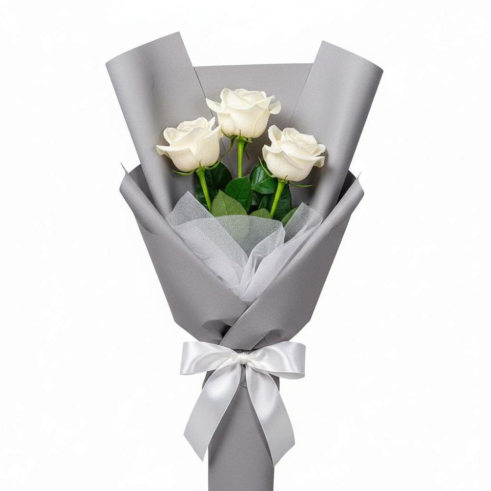 Букет 3 белые розы в Воскресенское Тульская область