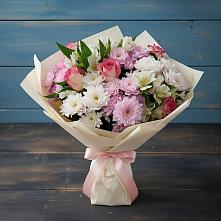 Букет цветов из:  Хризантемы, Альстромерии и Розы #REPLACE_PRED# Воскресенское Тульская область