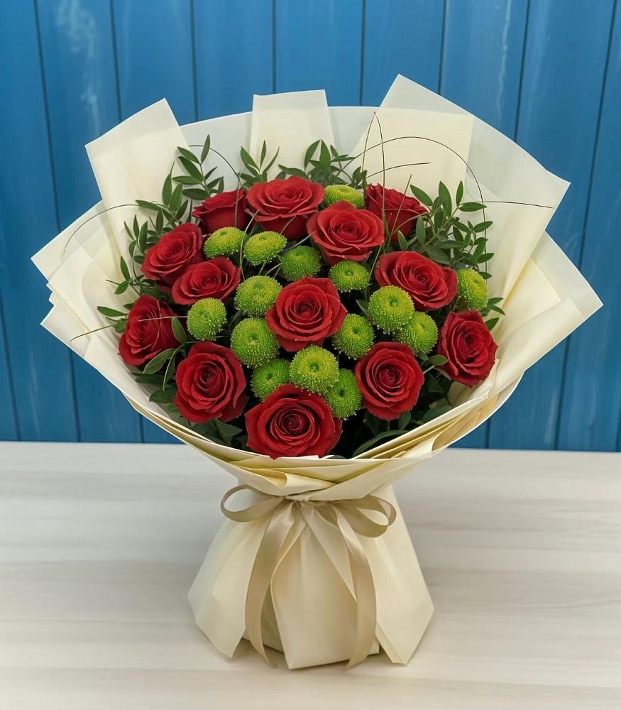 Букет цветов из: Розы и Хризантемы в Воскресенское Тульская область