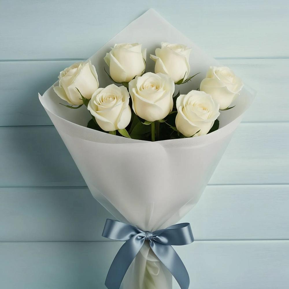 Букет 7 Белых роз Эдлесс Лав в Воскресенское Тульская область