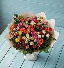 Букет Микс из разноцветных кустовых роз в Воскресенское Тульская область